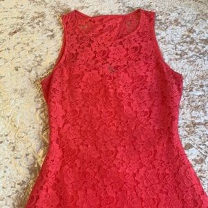 Express Open Back Short Rose Patterned Lace Dress